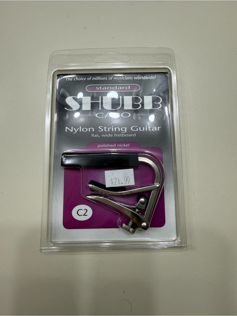 C2 Polished Nickel Nylon String Guitar Capo - Silver/Black
